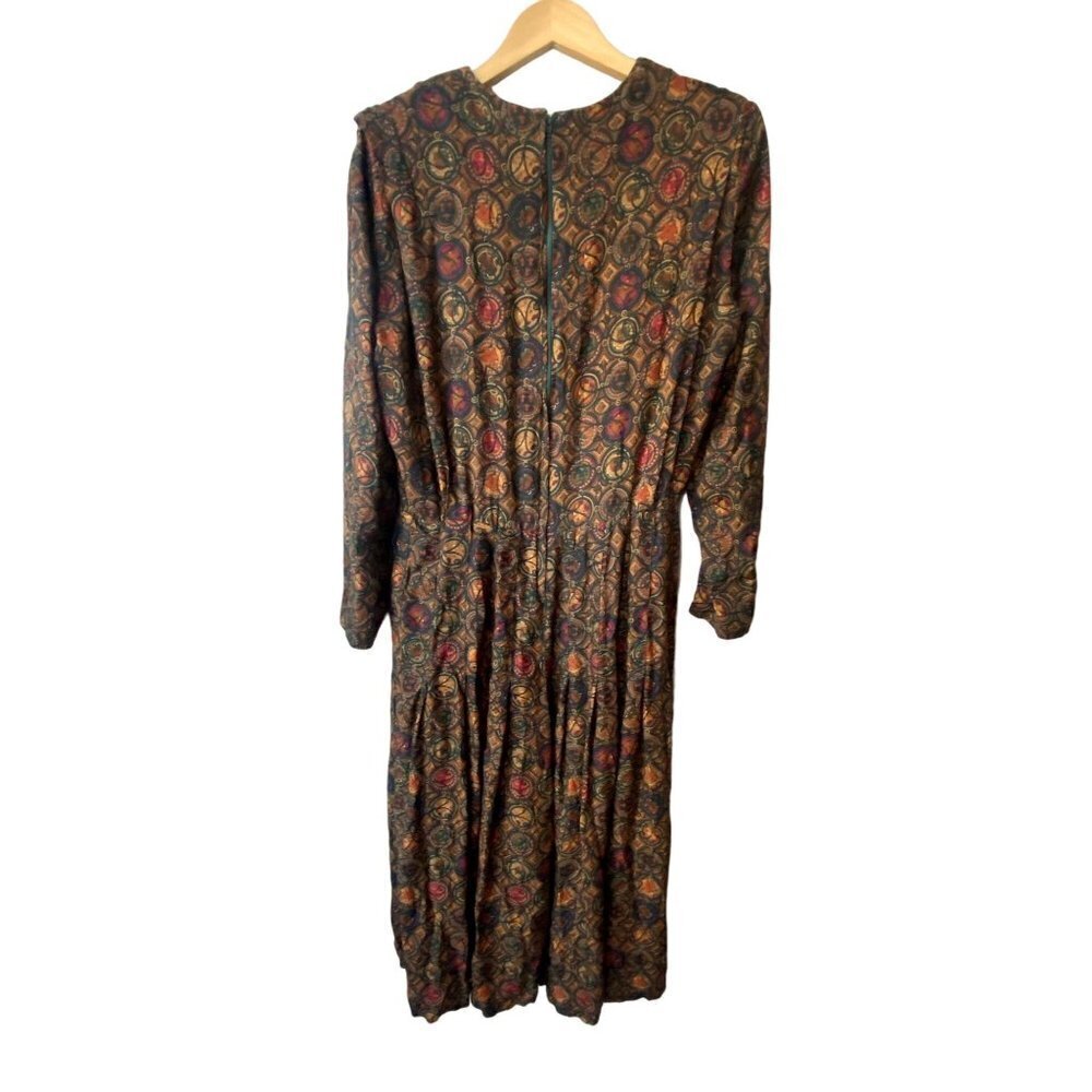 Vintage Talbots 90s Wool Made In‎ USA Floral Midi Dress Size 14 Prairie Peasant - Picture 3 of 8